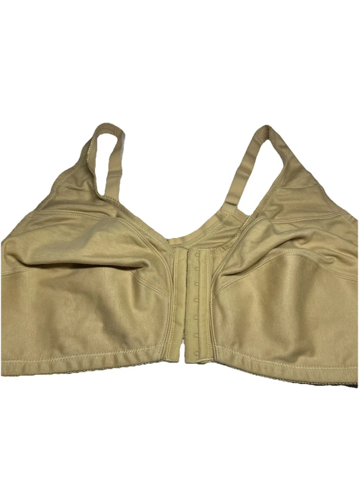 Sutiã Comfort Choice plus size algodão fechamento frontal sem fio bege florido 48B - Imagem 1 de 4