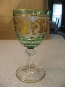 Vtg Val St. Lambert Danse De Flore Emerald Green Water Wine Goblets about 6.75"T - Picture 1 of 8