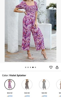 Macacão Romper Feminino Violeta Floral Vibrante Tamanho M Novo com etiquetas - Imagem 1 de 3