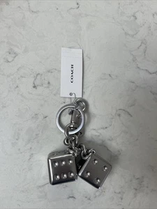 Llavero Coach Llavero Dados Tono Plata Sólida Nuevo - Imagen 1 de 4