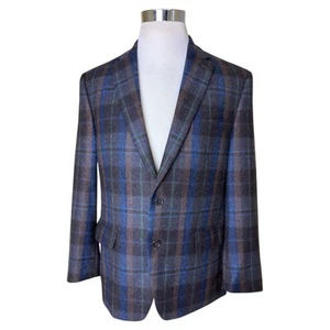 Ralph Lauren Black Label Men’s 43R Blue Brown Plaid Wool 2 BTN 1 Vent Blazer - Picture 1 of 8