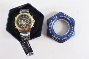 Q34E97- Orologio da polso Paterson Dual Time Cronografo Acciaio n.2960 con scatola - Foto 1 di 12