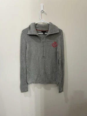 Tommy Hilfiger размер L женщин пуловер серый 1/4 молнии воротник свитер - Изображение 1 из 4