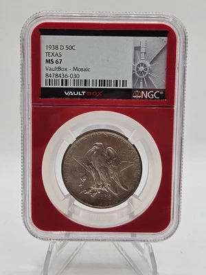1938-D Texas Centennial Half Dollar 50c Graded NGC MS 67 Vaultbox Red Core - Image 1 of 2