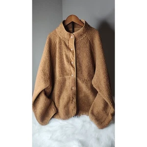 Vera Bradley 3XL Tan Brown Faux Fur Button Front Cozy Teddy Sherpa Jacket Coat - Picture 1 of 6