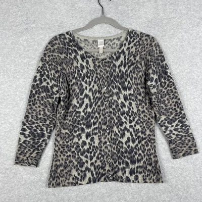 Cárdigan Suéter Aqua Cashmere Estampado Animal Para Mujer Talla M Mob Wife Tranquilo Lujo Foto 1 de 4