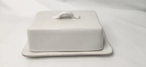 Crate & Barrel Stoneware Covered BUTTER DISH White Portugal Dinnerware  - Picture 1 of 11