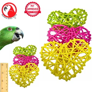 1246 Puff Vine Corazones Pie Garra Pájaro Juguete Pie Loro Artesanía Conure Gris Africano - Imagen 1 de 7