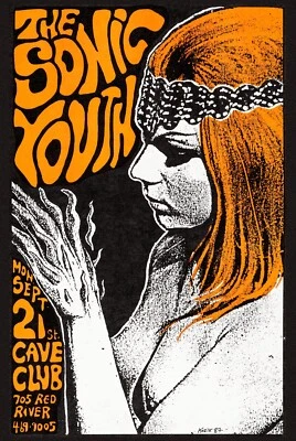 Affiche du concert de Sonic Youth à The Cave à Austin Texas - 61 × 91 cm Foto 1 de 4