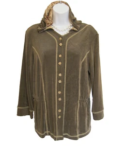 Chaqueta con Capucha Slinky Talla M 10 12 Camisa Viaje Tejida Coldwater Creek Marrón Claro - Imagen 1 de 8