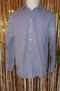 Camisa de vestir para hombre Michael Kors con botones talla 16 1/2 34/35 azul púrpura blanca - Imagen 1 de 6