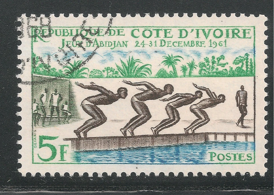Ivory Coast #193 (A19) VF USED - 1961 5fr Swimming Race, Abidjan Games   (#1) - Image 1 of 1