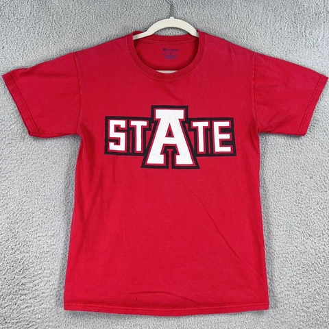 Arkansas State Red Wolves Shirt Adult Small Champion Athletics Red Graphic Tee Cover