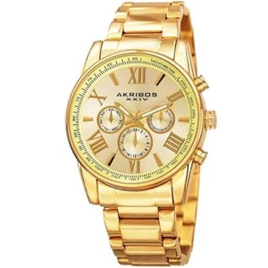 Orologio Da Uomo Akribos XXIV AK904YG Swiss Quartz Tachimetro Giorno Data GMT - Foto 1 di 4