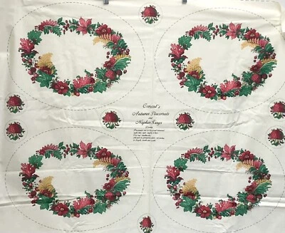 Vintage Concords 20” Oval autumn placemats fabric panel mushrooms napkin rings - Image 1 of 2