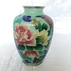 Jarrón vintage japonés de diseño floral Plique a Jour Cloisonne circa 1950 - Imagen 1 de 21