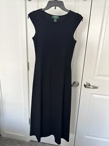 Lauren Ralph Lauren Baumwolle MIDI Kleid Kappe Ärmel schwarz Petite - Bild 1 von 12