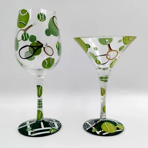 Lolita Pickleball Martini & Weinglas handbemalt beide haben Getränke Rezepte - Bild 1 von 4
