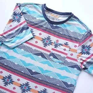 Free Planet Aztec Stripe T-shirt Mens Small to Medium (Tag says Large) Pocket - Picture 1 of 11