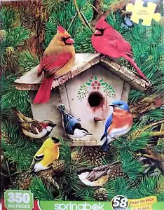 Feathered Retreat Greg Giordano Birdhouse Cardinal 350 pc 18X23 Springbok Puzzle - Picture 1 of 1