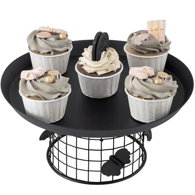10 Inch Black Metal Round Cake Holder, Cupcake Display Stand, Dessert Riser - Image 1 of 4