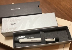 Porsche Design LAMY Novelty White/Black Knock type Ballpoint Pen wz/Box Rare F/S - Picture 1 of 7