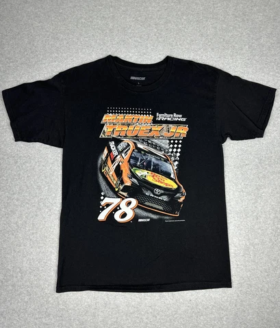 MARTIN TRUEX JR #19 BASS PRO SHOP RACER NASCAR LICENSED BLACK T SHIRT Sz L Large Cover