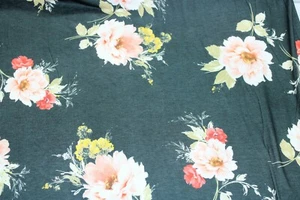 1m Of Jersey Blue With Orange/pink Flowers - Foto 1 di 4
