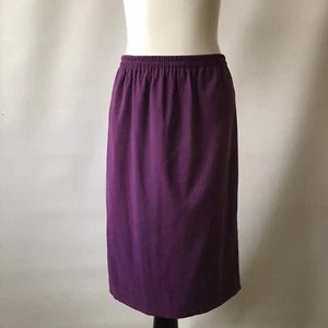 Vintage Leslie Fay USA Deep Purple Formal Pencil Straight Soft Suedette Large - Picture 1 of 10