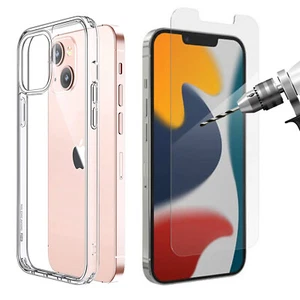 For Apple iPhone 13 Phone Case Cover and Tempered Glass Screen Protector Clear - Picture 1 of 9