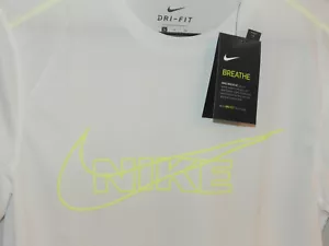 Nike Breathe Dri-Fit Running Shirt Top CV7414-100 Size S White / Volt Reflective - Picture 1 of 5