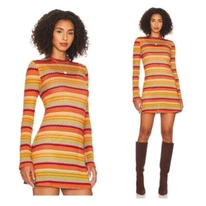 Only Hearts NEW Kingston Bell Sleeve Crochet Mini Dress in Orange Multi Size XS - Picture 1 of 10