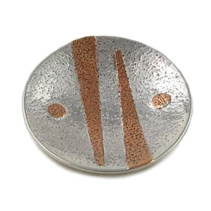 925 Sterling Silver Pendant Copper Mixed Metal Ladies Hammered Circle Design - Picture 1 of 5
