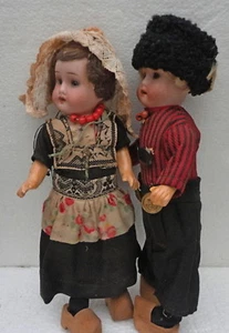 Beautiful Pair Antique Small Bisque German Boy Girl 8,2" Doll - Picture 1 of 11