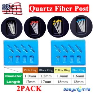 40Pc Dental Endo Fiber Posts Quartz root canal pins Resin Glass Screw Pile Posts - Picture 1 of 7
