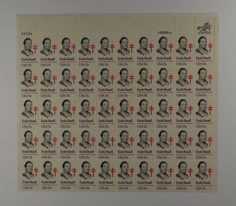 US SCOTT 1823 SHEET OF 50 EMILY BISSELL STAMPS 15 CENT FACE MNH - Image 1 of 1