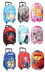 Trolley Bagaglio Ragazzi Ragazze Bambini Zaino Scuola con Ruote Cabina Personaggio Valigia - Foto 1 di 28