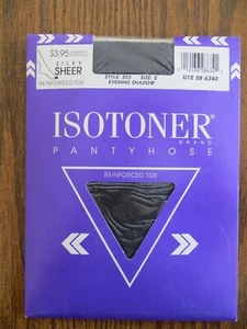 Vintage Isotoner Pantyhose Control top silky sheer Sandalfoot Size 2 Queen - Picture 1 of 4