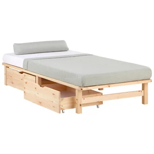Einzelbett 90 x 200 cm mit Lattenrost Holz Bettkasten 2 Bett Gestell Homestyle4u - Bild 1 von 12