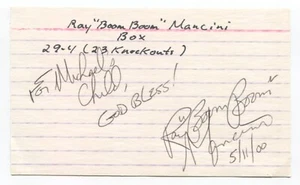 Ray "Boom Boom" Mancini Signed 3x5 Index Card Autographed Boxing Boxer - Picture 1 of 2