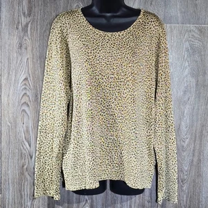 Top estampado leopardo colección Nygard mezcla seda tejido metálico talla 3X - Imagen 1 de 11
