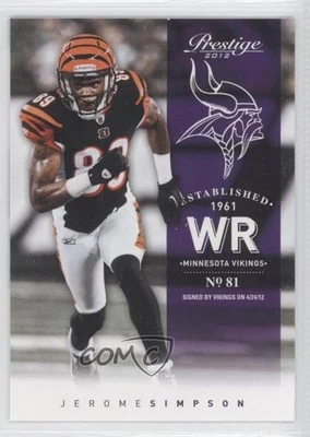 2012 Playoff Prestige Jerome Simpson #41 - Image 1 of 2