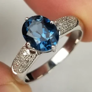 gr 9 sterling ring damen STERLINGSILBER & BLAUER SAPHIR 925 Nachlassverkauf - Bild 1 von 8