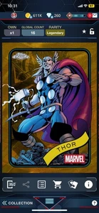 Topps Marvel Collect Chrome 25 LE LEGENDARY Marvel Gold Thor /50cc - Picture 1 of 3