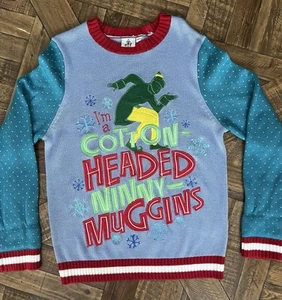 Elf The Movie genähter Weihnachtspullover mit Kopf Ninny Muggins Damen Große 235 - Bild 1 von 6