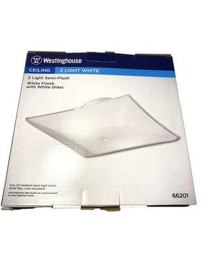 Westing House 2 luminárias de teto branca semi nivelada com vidro branco 66201 - Imagem 1 de 2