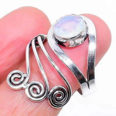 Moonstone Ring Gemstone Handmade 925 Sterling Silver Jewelry Ring Free Size - Image 1 of 4