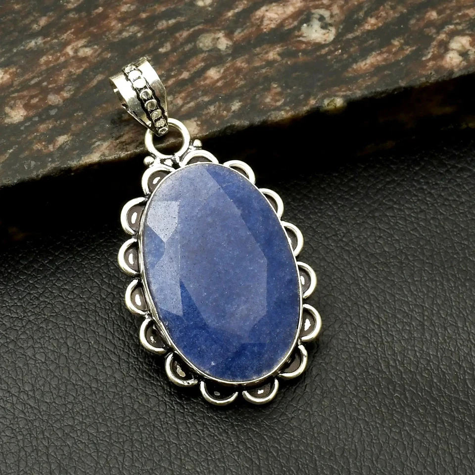 Pingente étnico de pedra preciosa de safira simulado joia para Natal 2,4" AP-40527 - Imagem 1 de 1