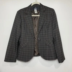 B. Moss Dress Collection Gr. 8 Karo Spitzenbesatz Blau Blazer Damen Einknopf - Bild 1 von 13