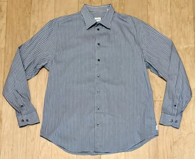 Camisa de vestir vintage Armani Collezioni azul blanco a rayas Italia para hombre XL Foto 1 de 4